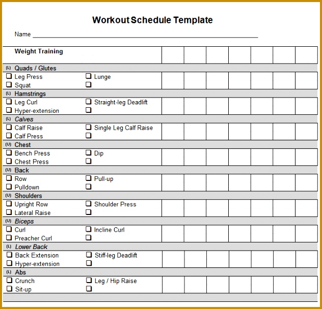Workout Schedule Template – 10 Free Word Excel Pdf Format 632608