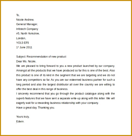 sample business letter format template 558544