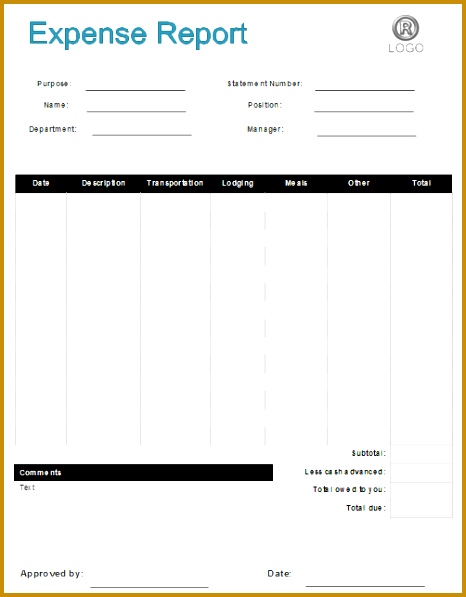 free printable expense report form template 597466