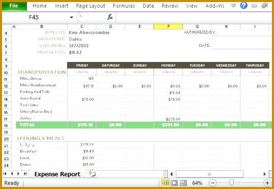 free expense report template excel 372539