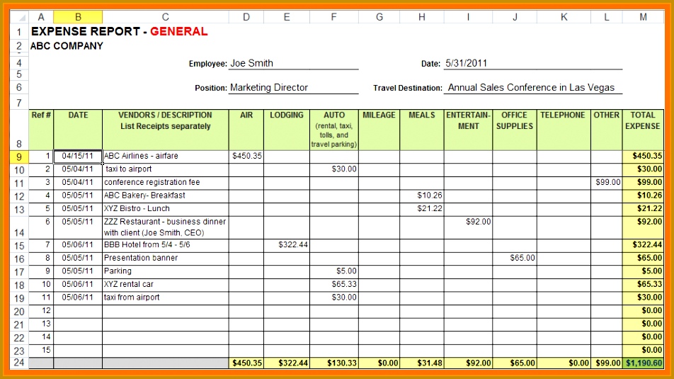 4 sample expense report 535952