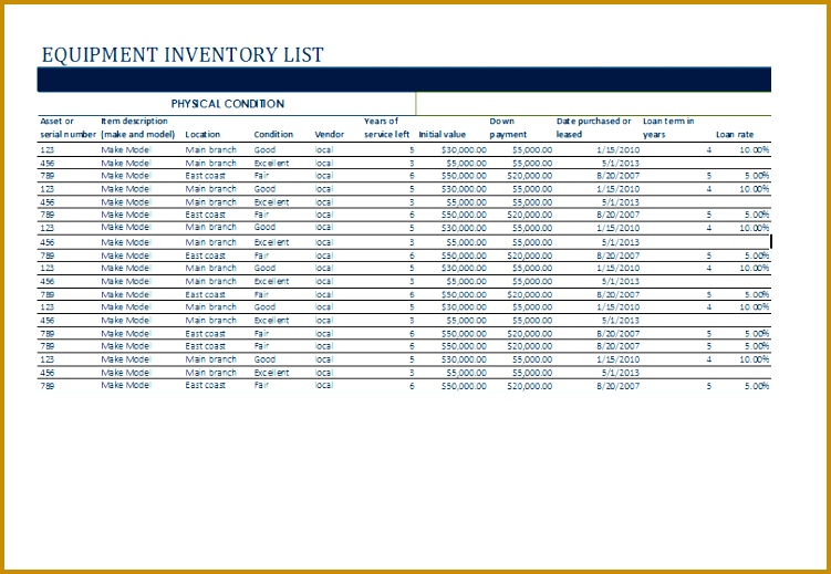 equipment inventory 519751