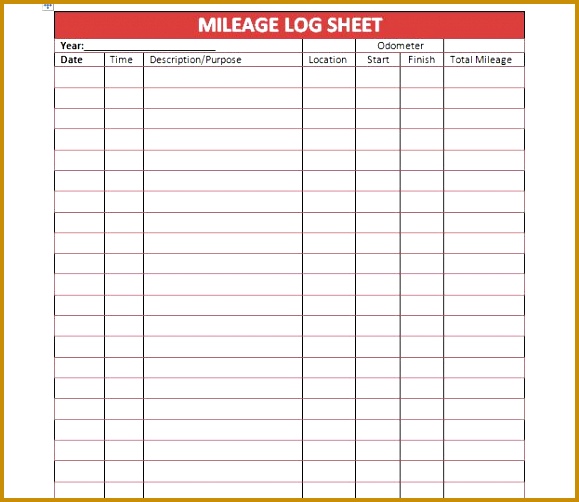 Mileage Log 05 579502