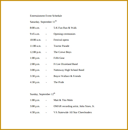 sample event schedule template 544553