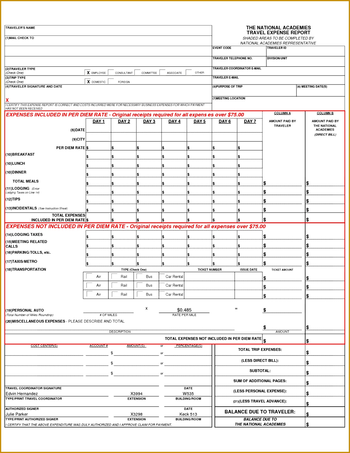 excel travel expense report template 15341185