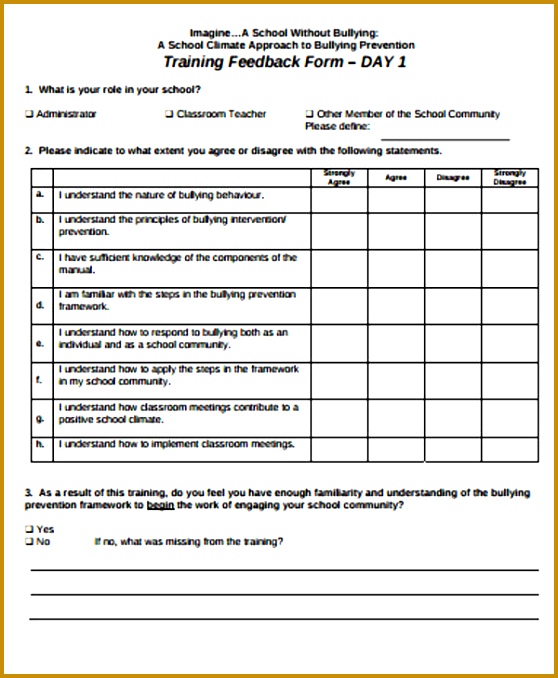 training feedback form 558678