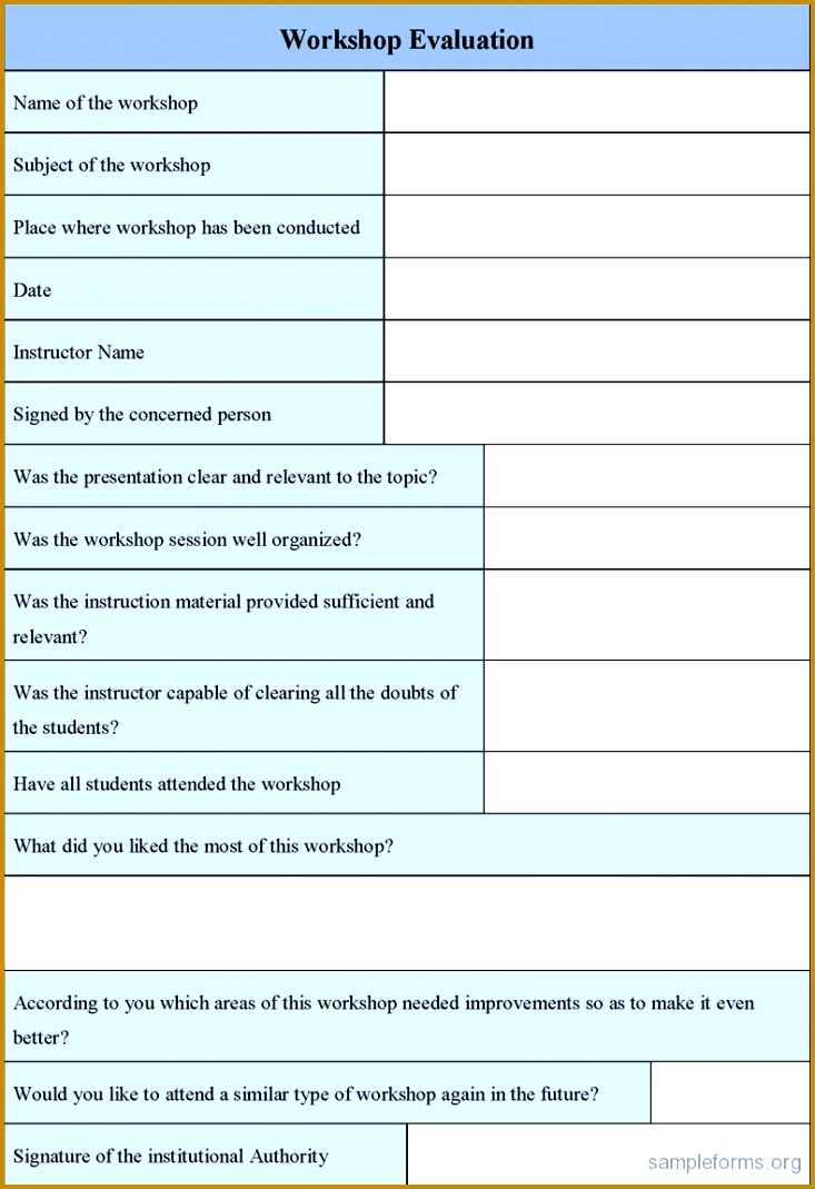 workshop evaluation form 1069733