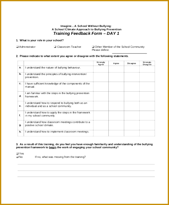 training feedback form 558678