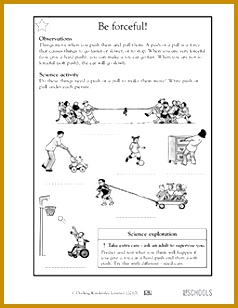 1st grade 2nd grade Kindergarten Science Worksheets Push or pull 308238