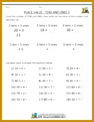 math worksheets place value tens ones 5 243186