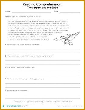 2nd Grade Reading & Writing · Worksheet Reading prehension The Serpent and the Eagle 362279