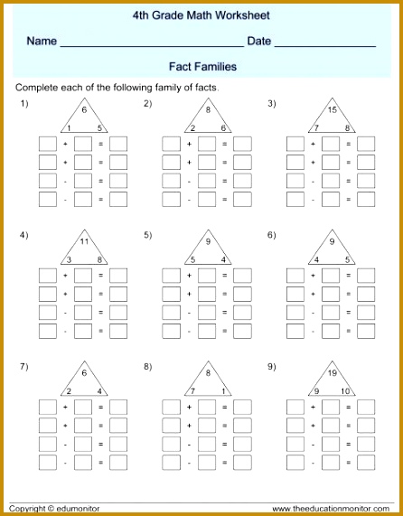 Fact Familiese 4th Grade Math Worksheets Area And Perimeter Long Division mon Core Pdf Measurement Geometry 571446