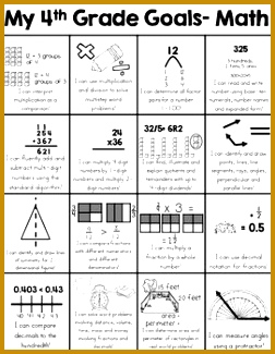 Fourth Grade Goals Sheet 4th Grade mon Core Goals 325252