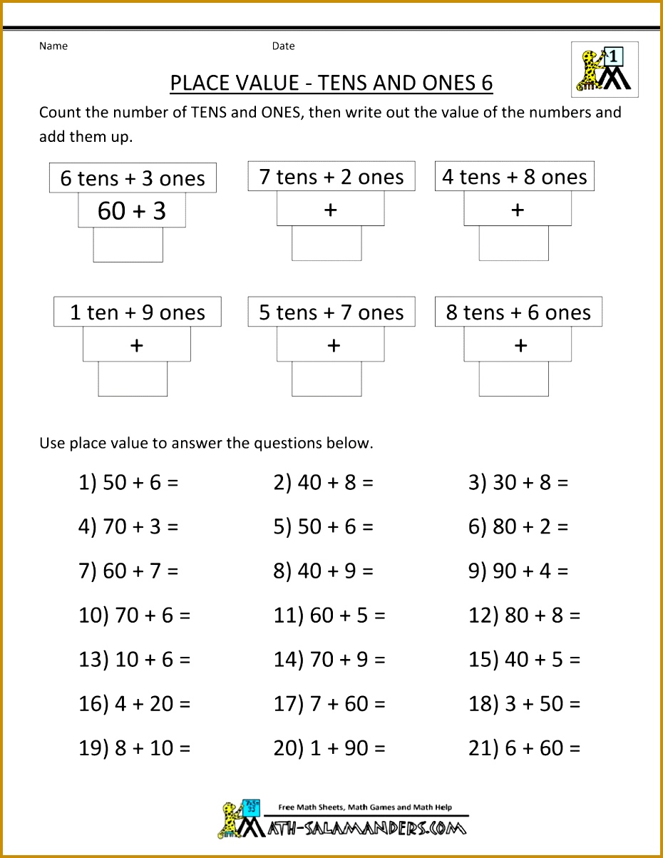 Place Value Tens and es Sheet 6 1203930