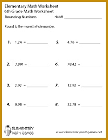 Sixth Grade Rounding Numbers Worksheet 283219