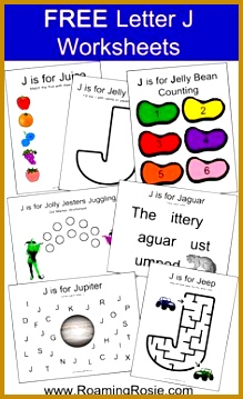 Letter J Alphabet Activities FREE Printable Worksheets from Roaming Rosie 359219