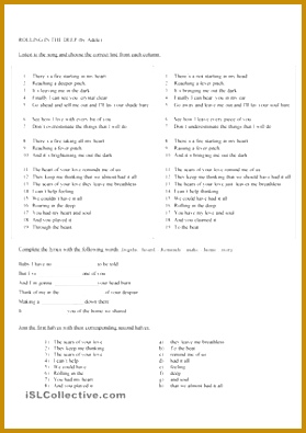 listening prehension exercises to plete the song lyrics ESL worksheets 395279