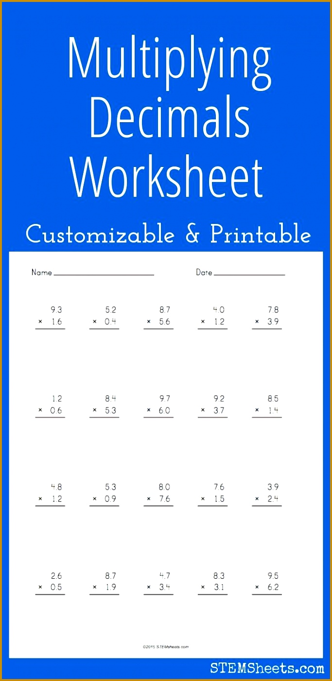 Multiplying Decimals Worksheet Customizable and Printable 1399683