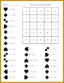 1503 best math images on Pinterest cGdq2 Adding and Subtracting Integers Color Worksheet 325251