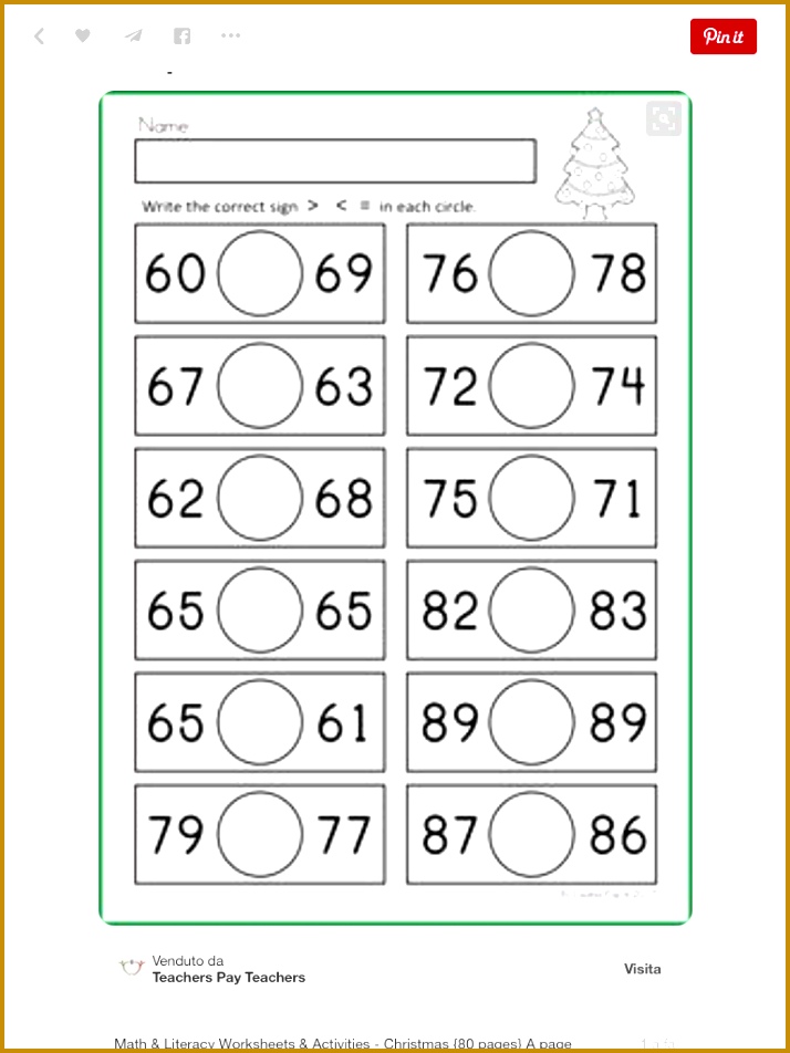 Math & Literacy Worksheets & Activities Christmas pages A page from the unit Greater Than Less Than Equal To Also includes worksheets with Christmas 952714
