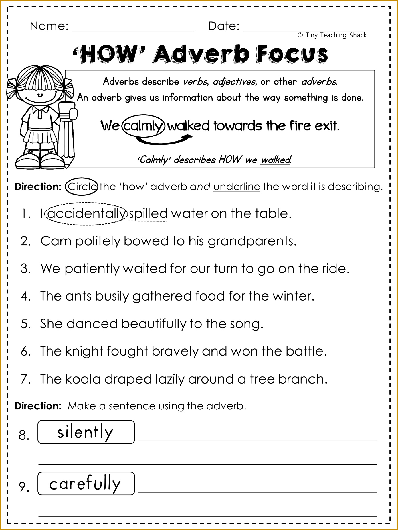 Adverb Worksheets For Grade 5 With Answers Pdf