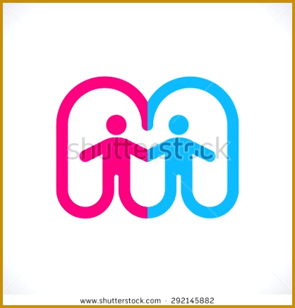 The letter M of two halves woman and men logo template Symbolize the 437418