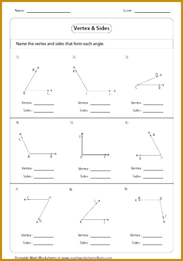 The worksheets in this page contain naming angles in different ways identifying parts of an angle identifying vertex and sides and position of points 515361