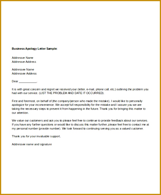 Sample Apology Letter Templates Free Word Pdf Documents 678558