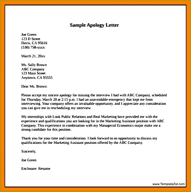 apologize letter for not attending apologize letter for not attending Apology Letter for Not Attending Interview 628626
