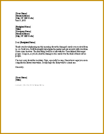 Apology letter for damaged shipment 534413