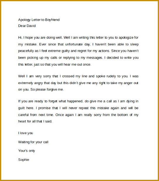 Sample Letter of Apology 9 Download Free Documents in Word PDF 618544