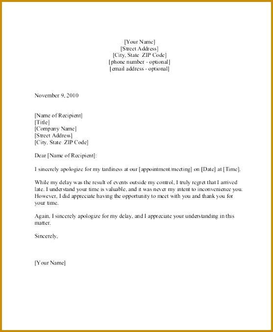 Apology Letter Examples 678558