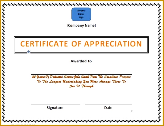 Printable Certificate of Appreciation 05 412535