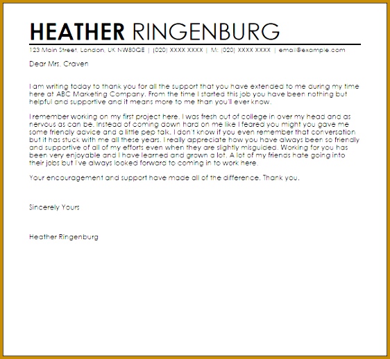 Appreciation Letter to Boss for Support Sample 518562