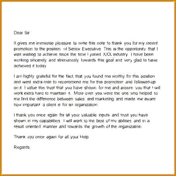 Appreciation Letter To Boss Job Promotion Thank You Letter 569569