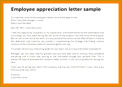 staff appreciation letter sample Employee appreciation letter sample 303424