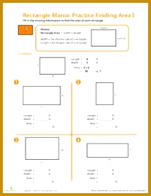 Rectangle Mania Finding Area Worksheet 276213