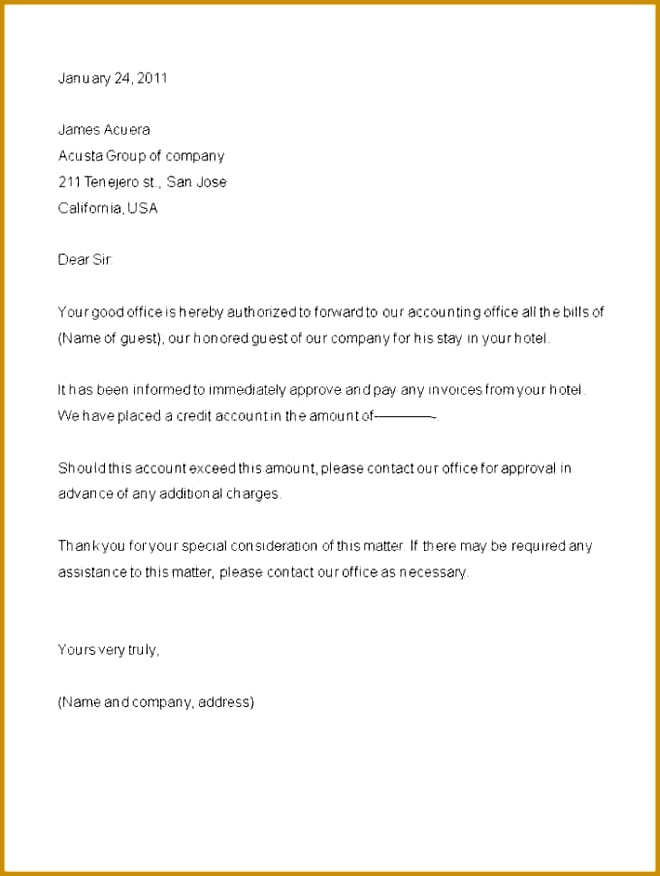 Sample Authorization Letter Date Dear Name 876660