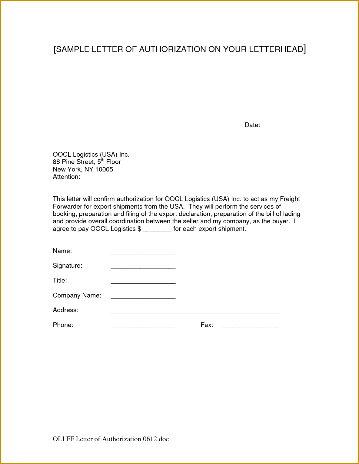 Letter of permission and authorization image