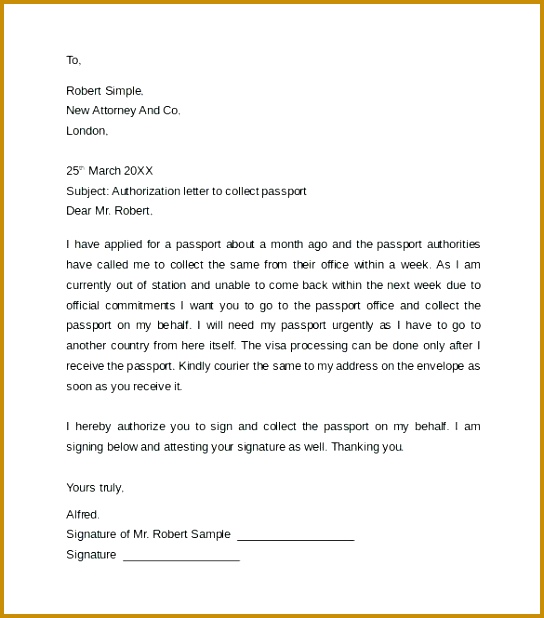 sample authorization letter sample authorization letter to collect passport sample authorization letter to apply passport for 618544