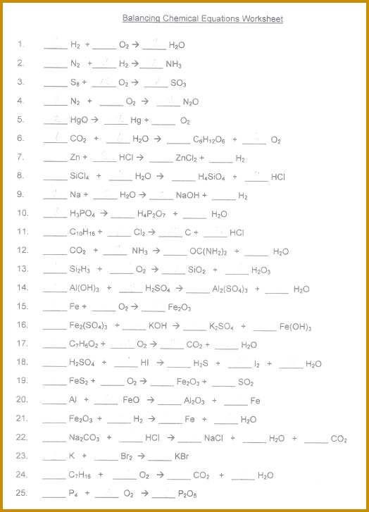 Balancing Chemical Reactions Worksheet With Answers Worksheets For All Download And Free 727524