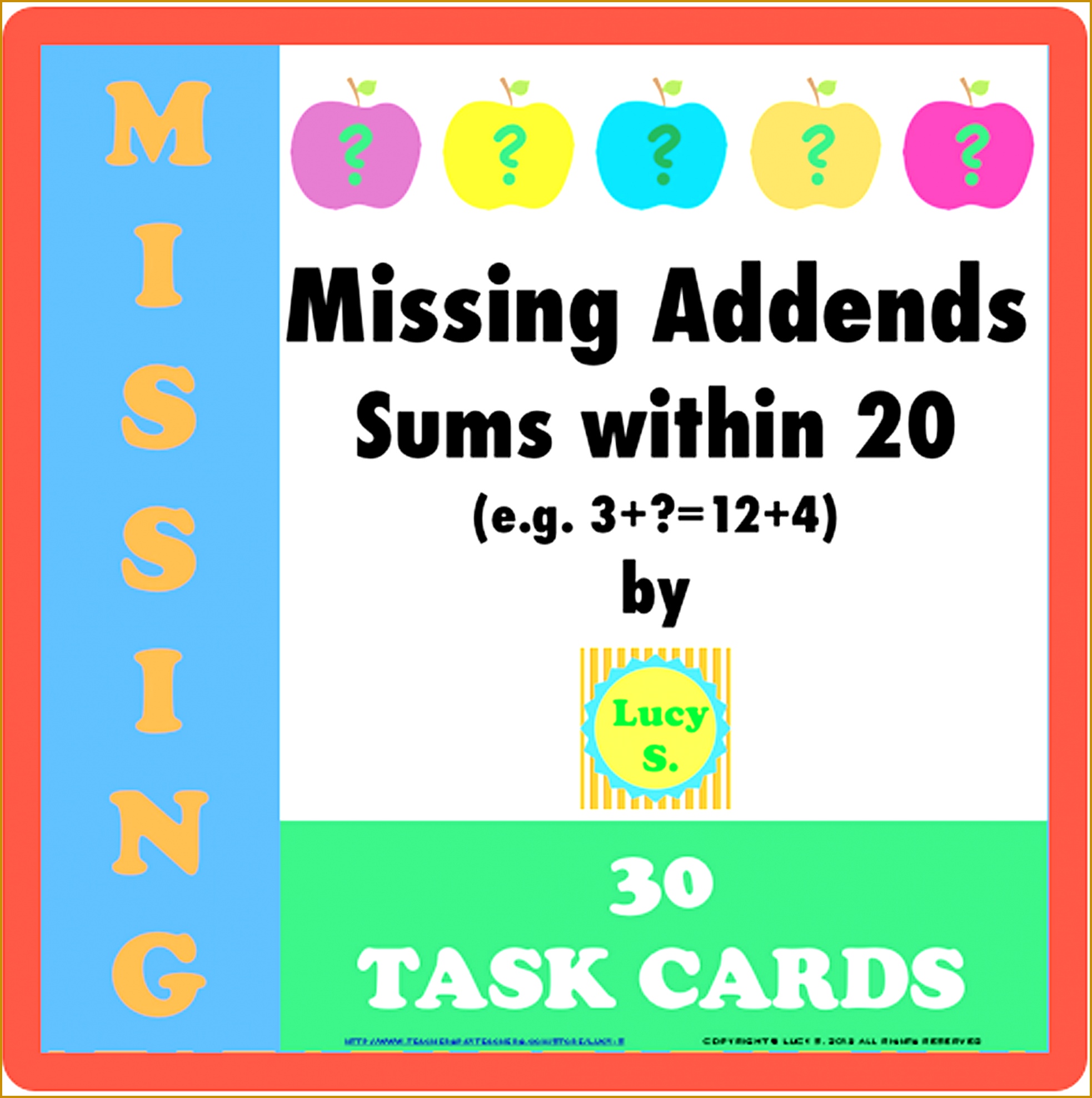 APPLES Math Missing Number Task Cards SCOOT balancing equations subtraction within 20 Looking for something to engage students 19761965
