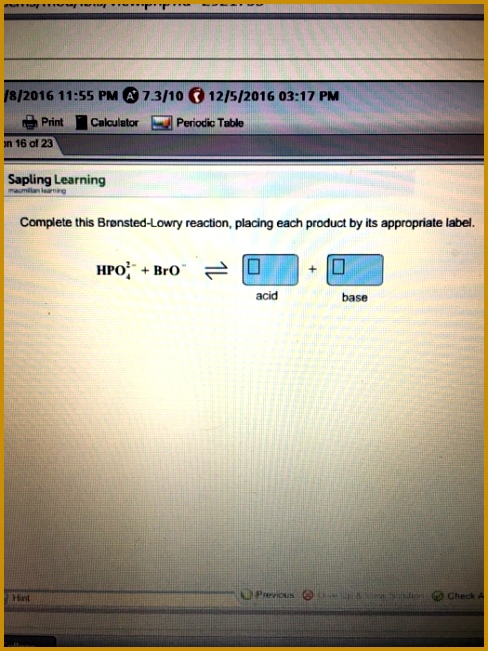 plete this Bronsted Lowry reaction placing eac 651488