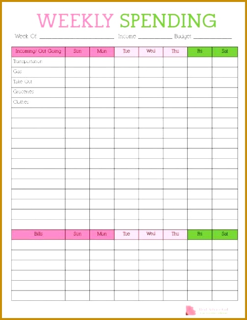 Track your weekly spending with this free printable weekly bud Rhrfh Track your weekly spending with this free printable weekly bud sheet 503651
