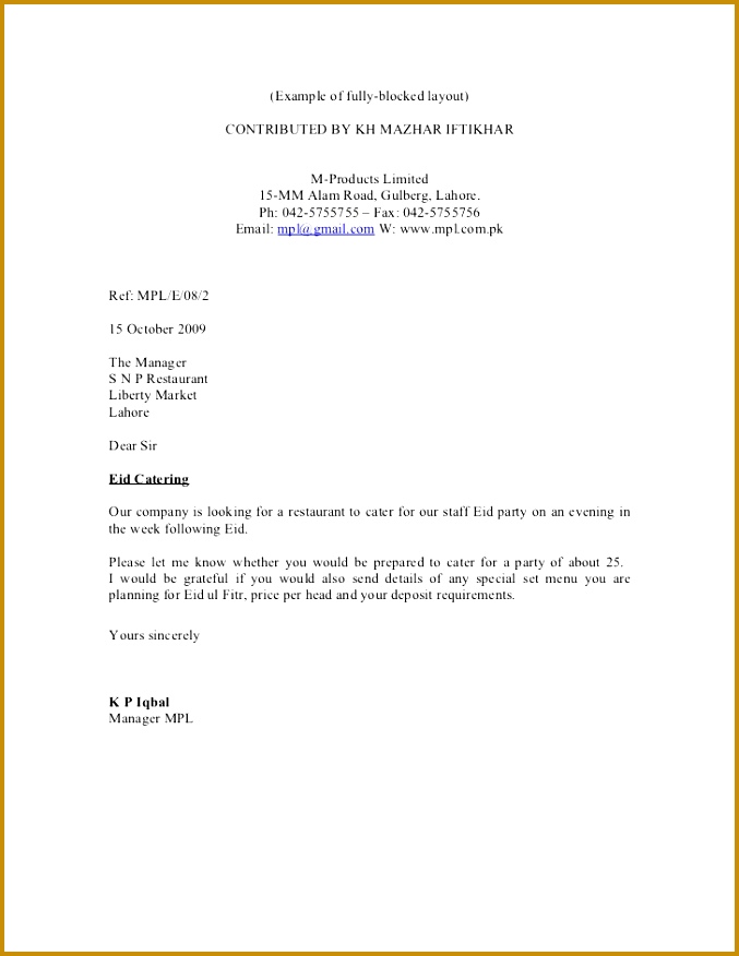 Sample full block layout aggtm Example of fully blocked layout CONTRIBUTED BY KH MAZHAR 876677