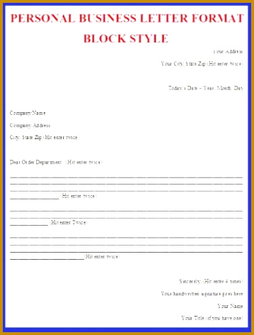 Personal Business Letter Format Block Style gbiwi Personal Business Letter 472358