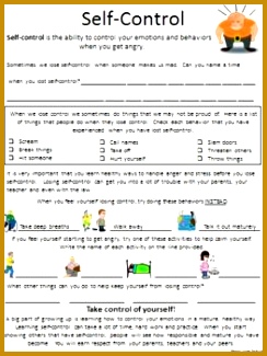 Self Control Worksheet 325244