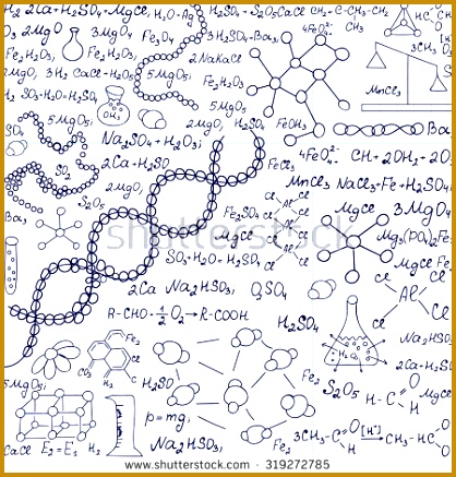 Chemistry vector seamless texture with chemical formulas equations molecules and other calculations " 418437