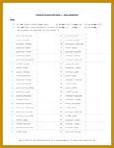 4 pages Chemical Formula Drill Sheet International 216167