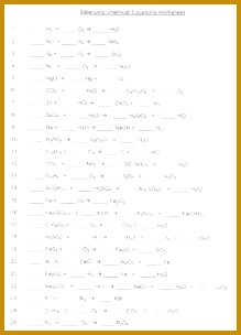 Balancing Chemical Equations Worksheet Answer Key 304219